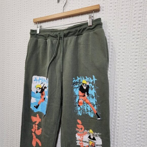 Hot Topic Naruto Shippuden Men's Graphic Jogger Pants in Green Size 32/34 - Picture 8 of 10